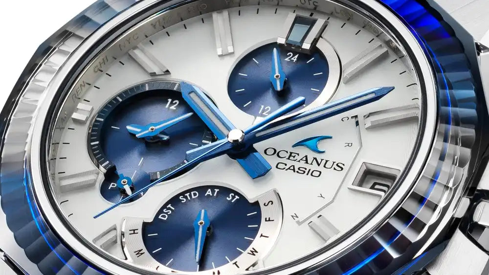 Casio OCEANUS Manta OCW-S6000PB-7AJR Platinum Blue Limited Edition Chronograph Solar Radio Wave Bluetooth Men's Wristwatch - The Japanese Factory