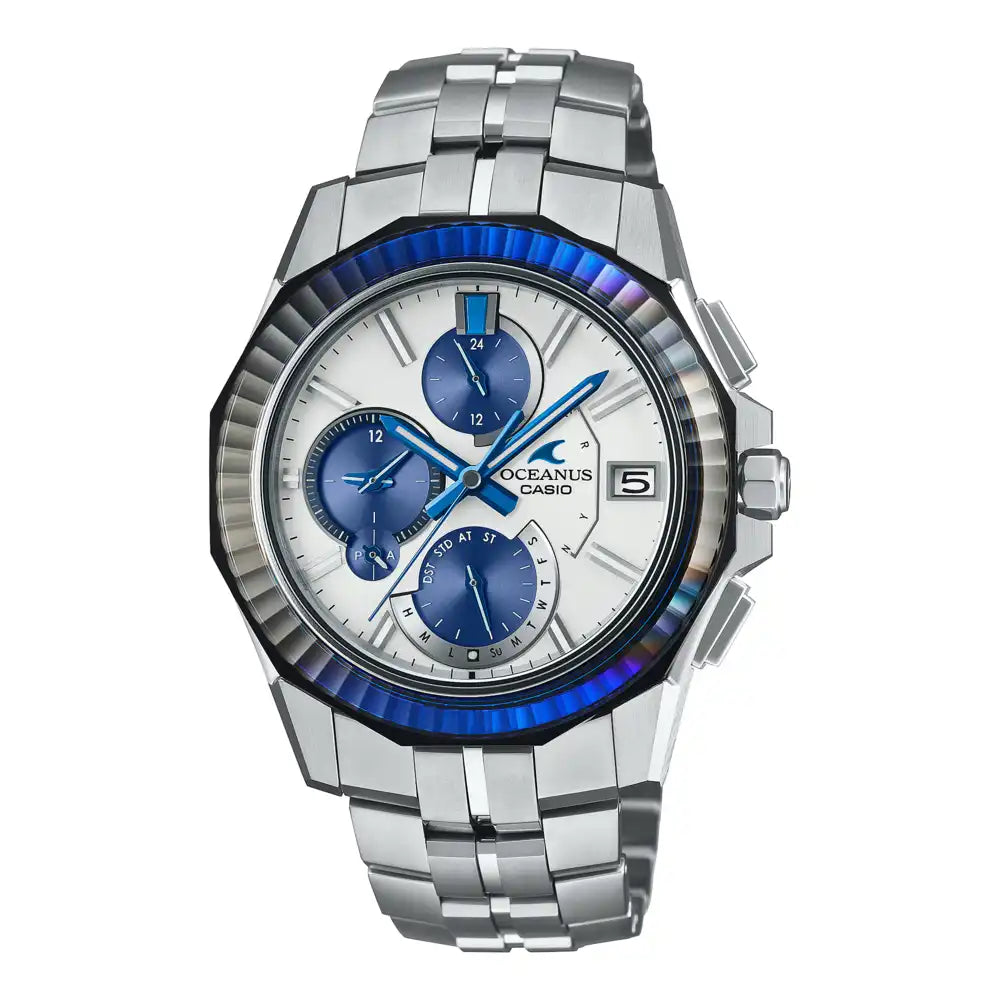 Casio OCEANUS Manta OCW-S6000PB-7AJR Platinum Blue Limited Edition Chronograph Solar Radio Wave Bluetooth Men's Wristwatch - The Japanese Factory