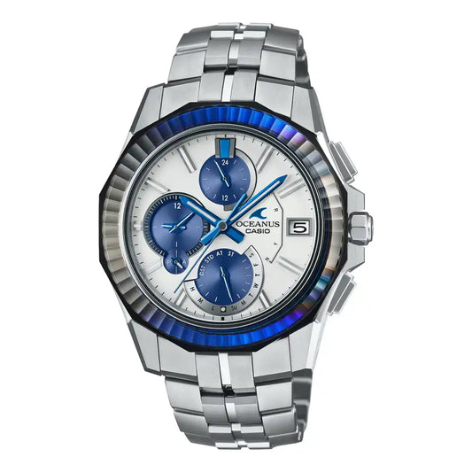 Casio OCEANUS Manta OCW-S6000PB-7AJR Platinum Blue Limited Edition Chronograph Solar Radio Wave Bluetooth Men's Wristwatch - The Japanese Factory