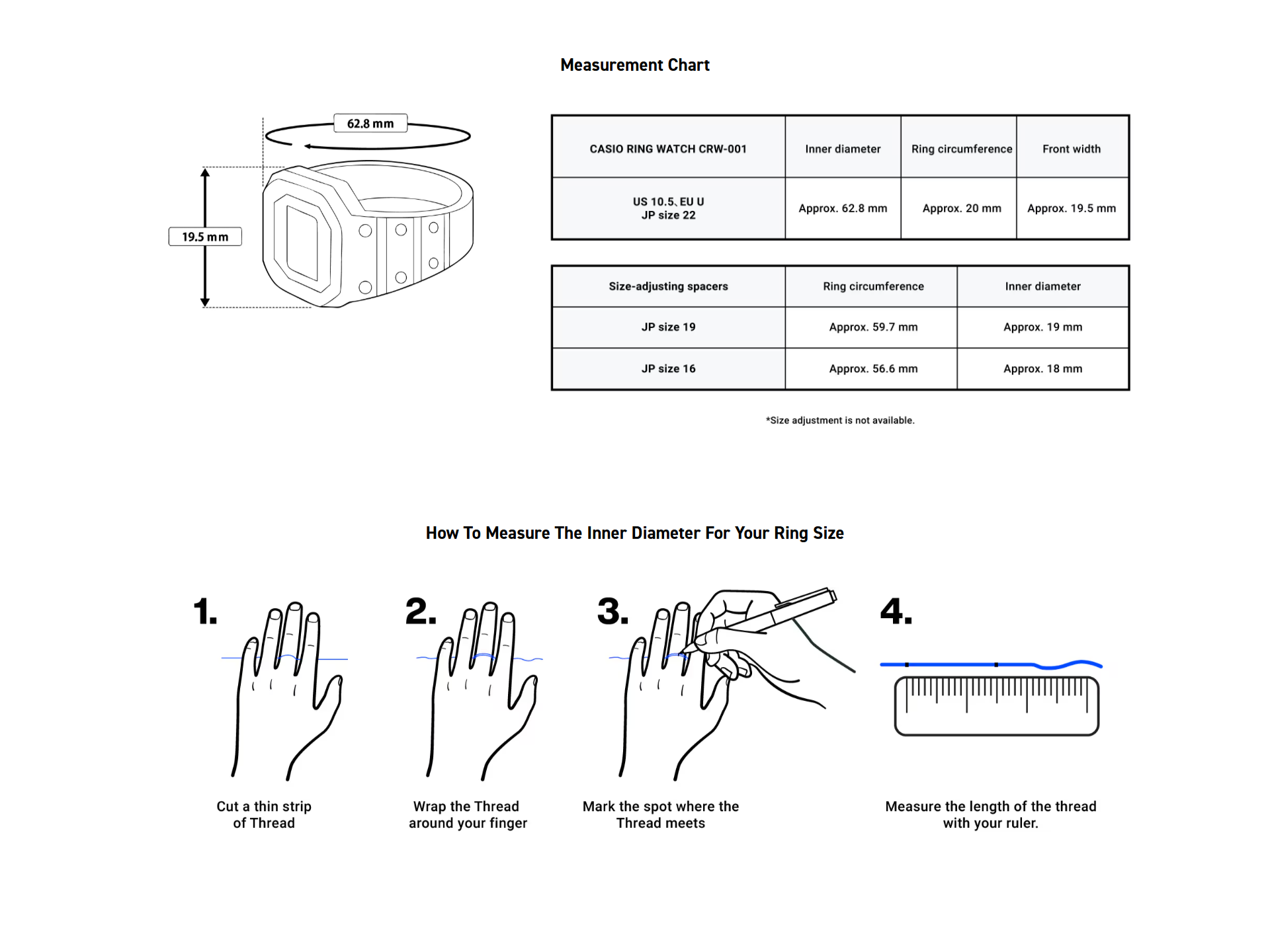 Casio Ring Watch CRW-001-1JR Limited Edition Made in Japan - The Japanese Factory