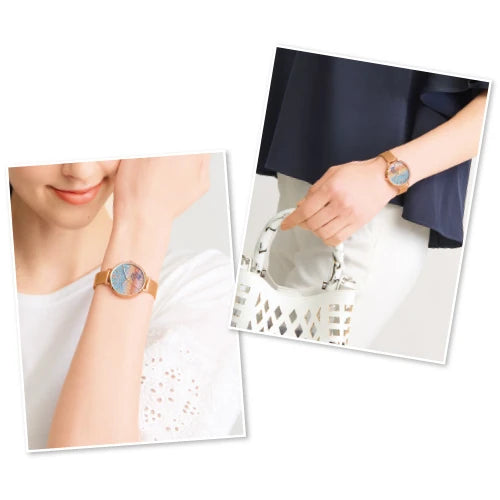 Snoopy Happy Sunset Beach Diamond-studded Sparkling Gradient Wristwatch - The Japanese Factory