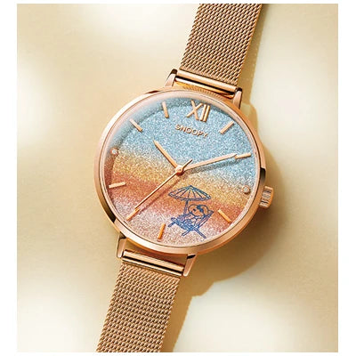 Snoopy Happy Sunset Beach Diamond-studded Sparkling Gradient Wristwatch - The Japanese Factory