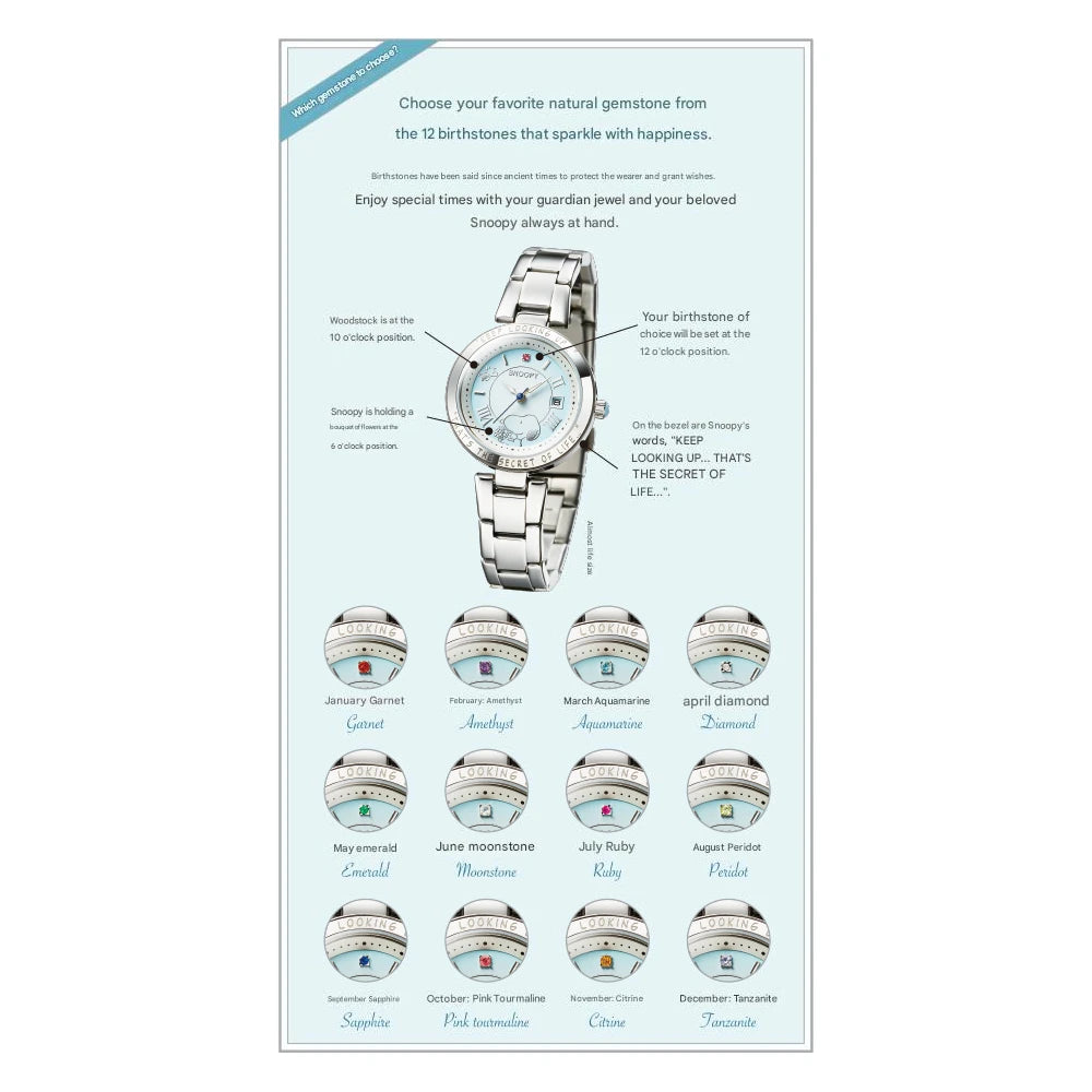 Snoopy Semi-Custom Birthstone Wristwatch - The Japanese Factory