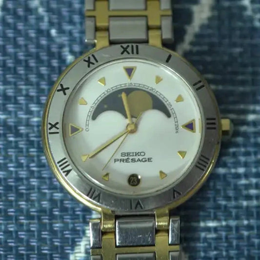 Vintage Seiko Presage Moon Phase 7434-6030 Men's Wristwatch - The Japanese Factory