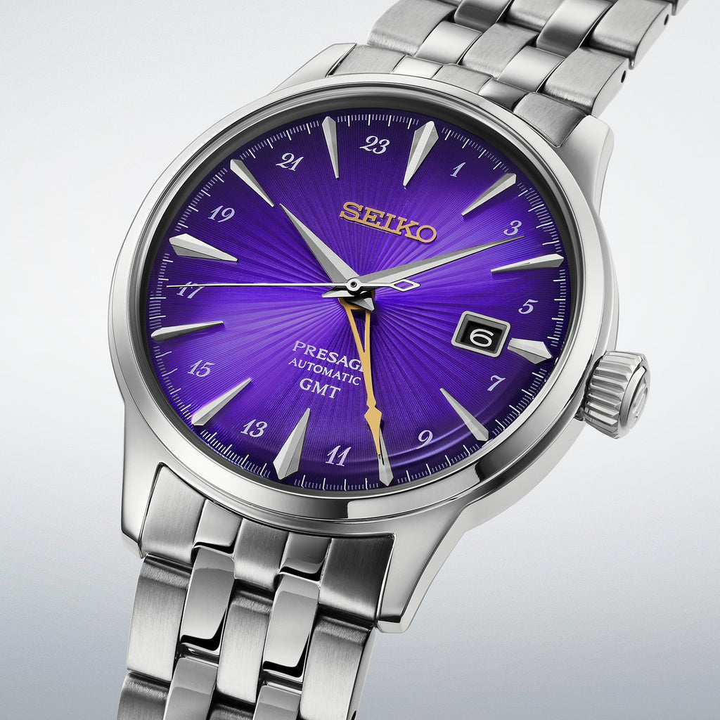 Seiko Presage Cocktail Time GMT HCB006J 145th Anniversary Edo Purple Limited Edition Japanese Wristwatch