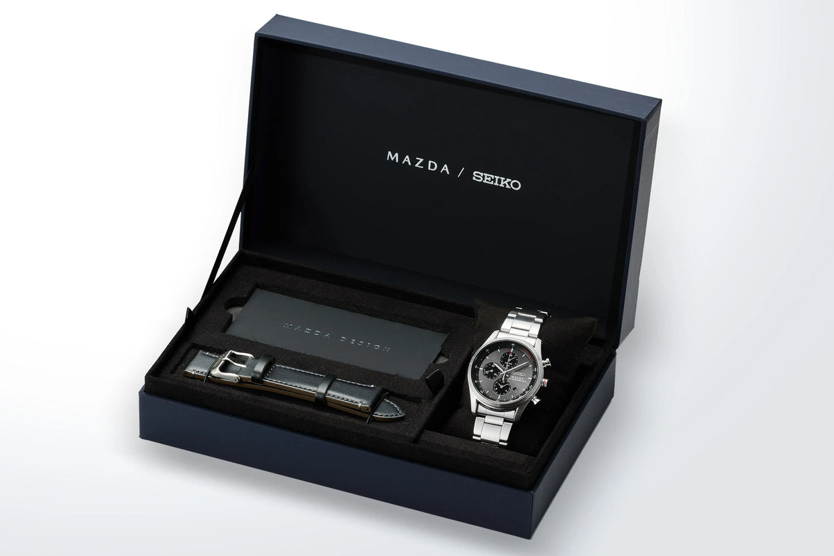 MAZDA x Seiko Chronograph Wristwatch BF9504 Grey Dial Curve Hardlex