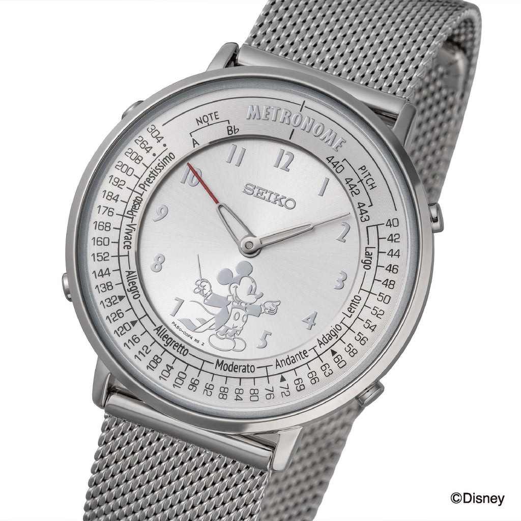 Metronome Watch Mickey Mouse Conductor Edition Silver Metal [SMW003D] - The Japanese Factory