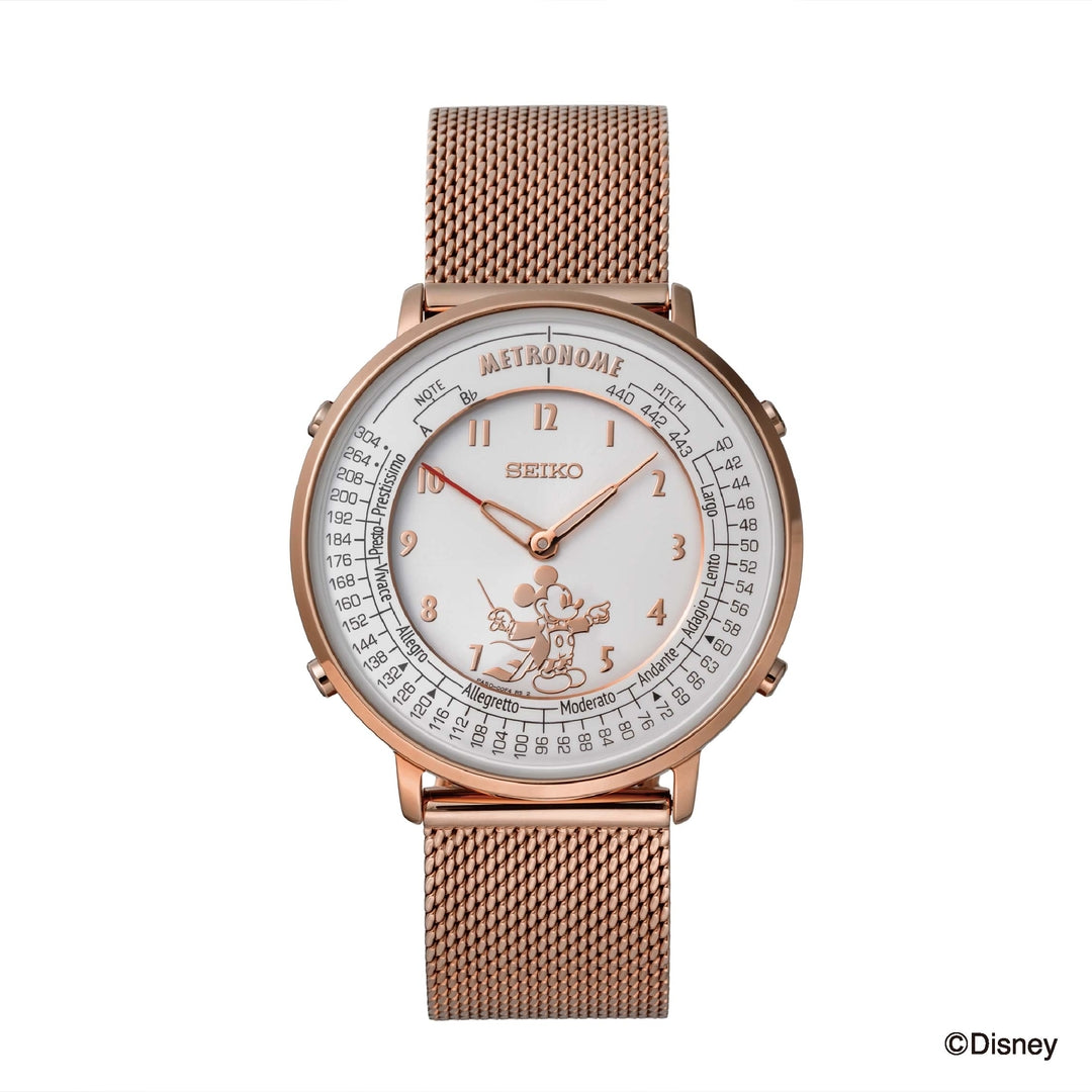 Metronome Watch Mickey Mouse Conductor Edition Pink Gold Metal [SMW005D] Seiko