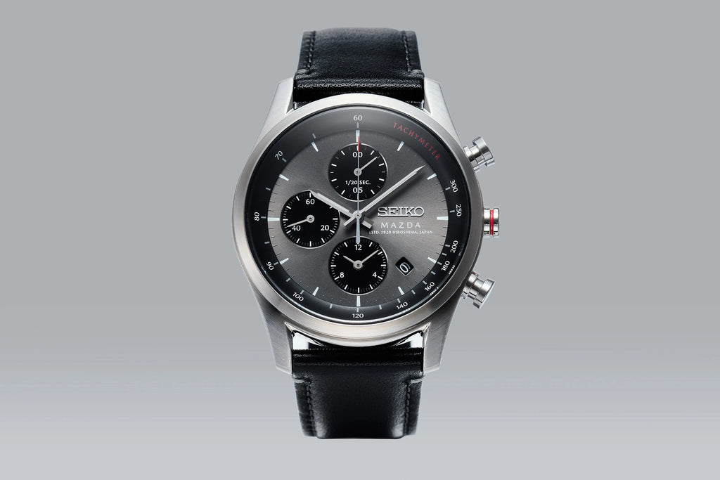 MAZDA x Seiko Chronograph Wristwatch BF9504 Grey Dial Curve Hardlex