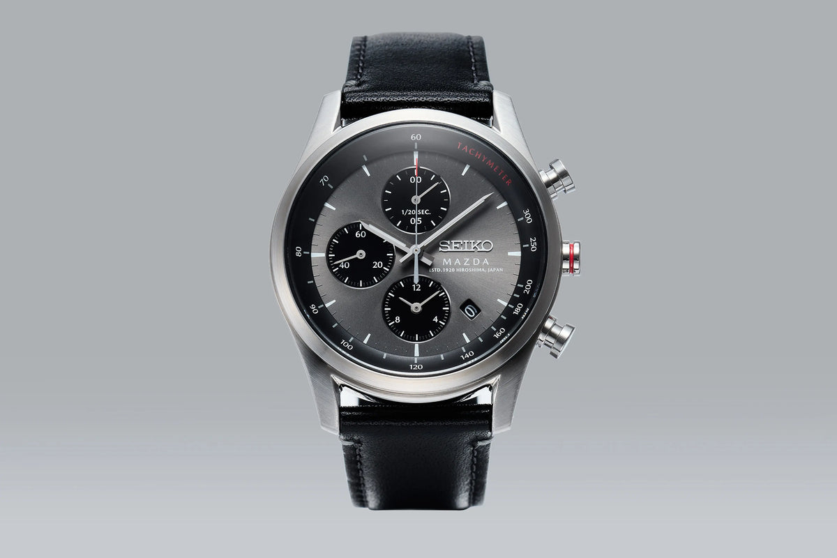 MAZDA x Seiko Chronograph Wristwatch BF9504 Grey Dial Curve Hardlex