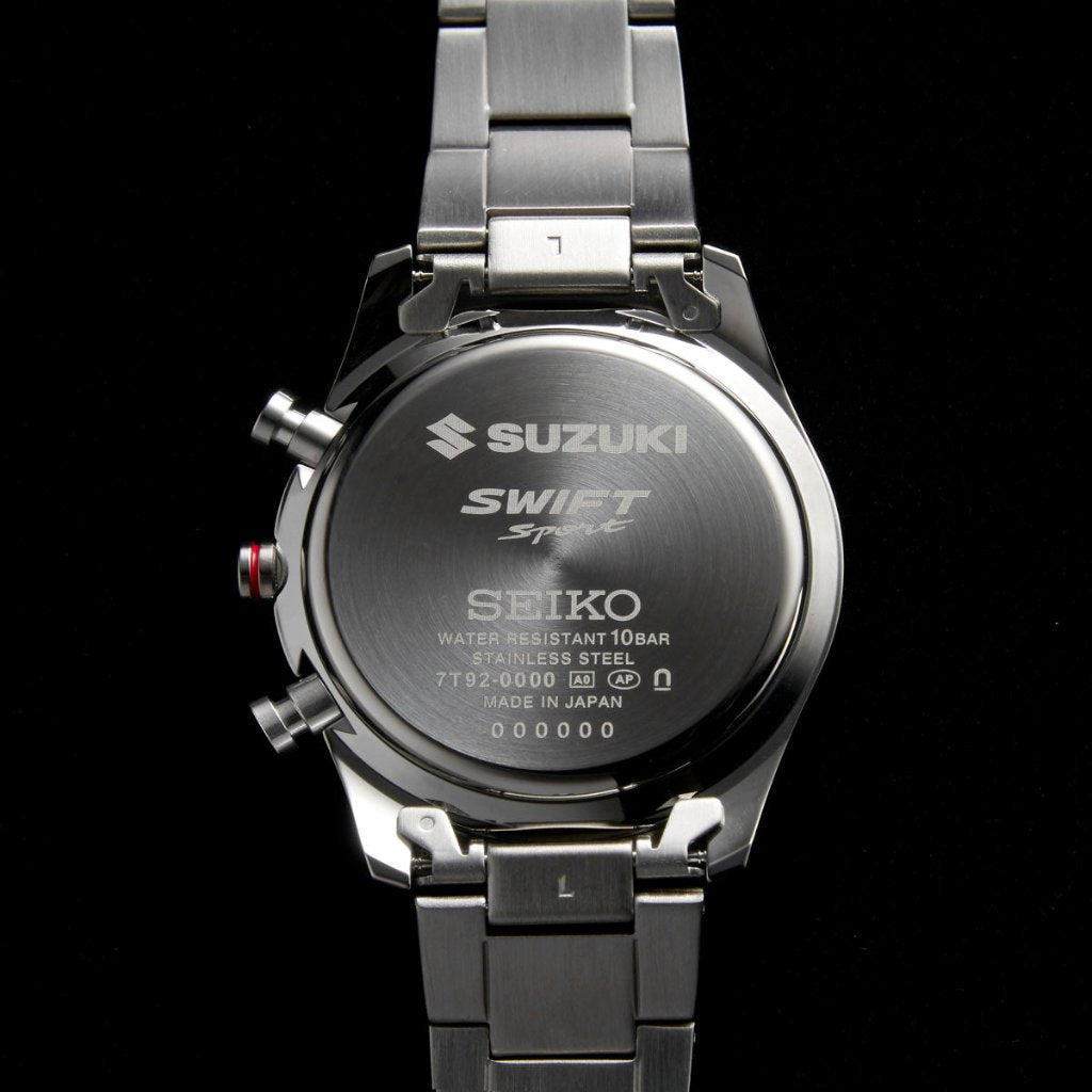 Suzuki Swift Sport x Seiko Chronograph Watch Premium Silver Limited Edition Japanese Wristwatch