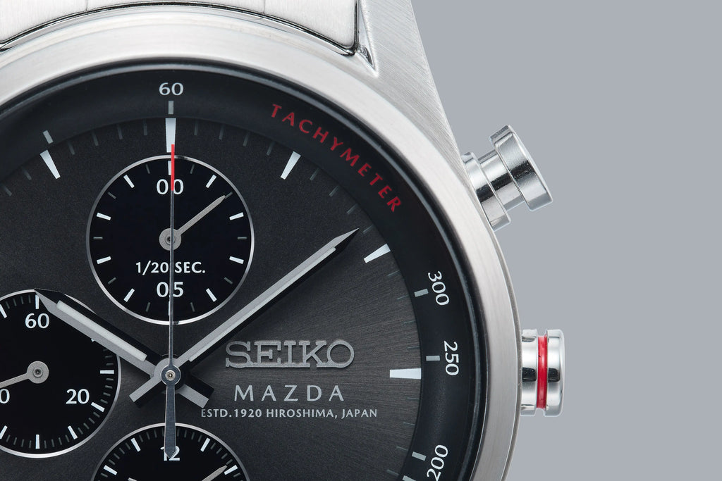MAZDA x Seiko Chronograph Wristwatch BF9504 Grey Dial Curve Hardlex