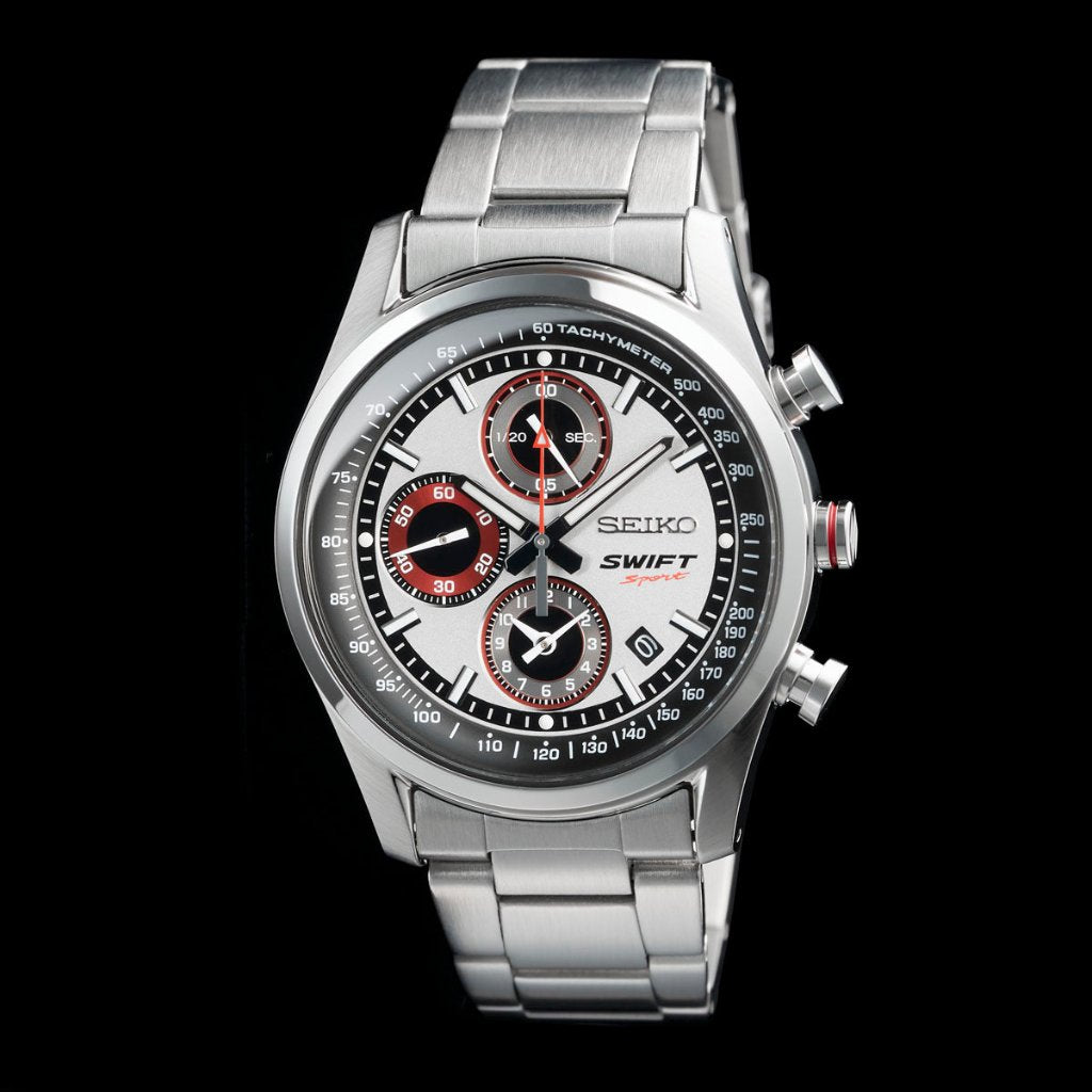 Suzuki Swift Sport x Seiko Chronograph Watch Premium Silver Limited Edition Japanese Wristwatch