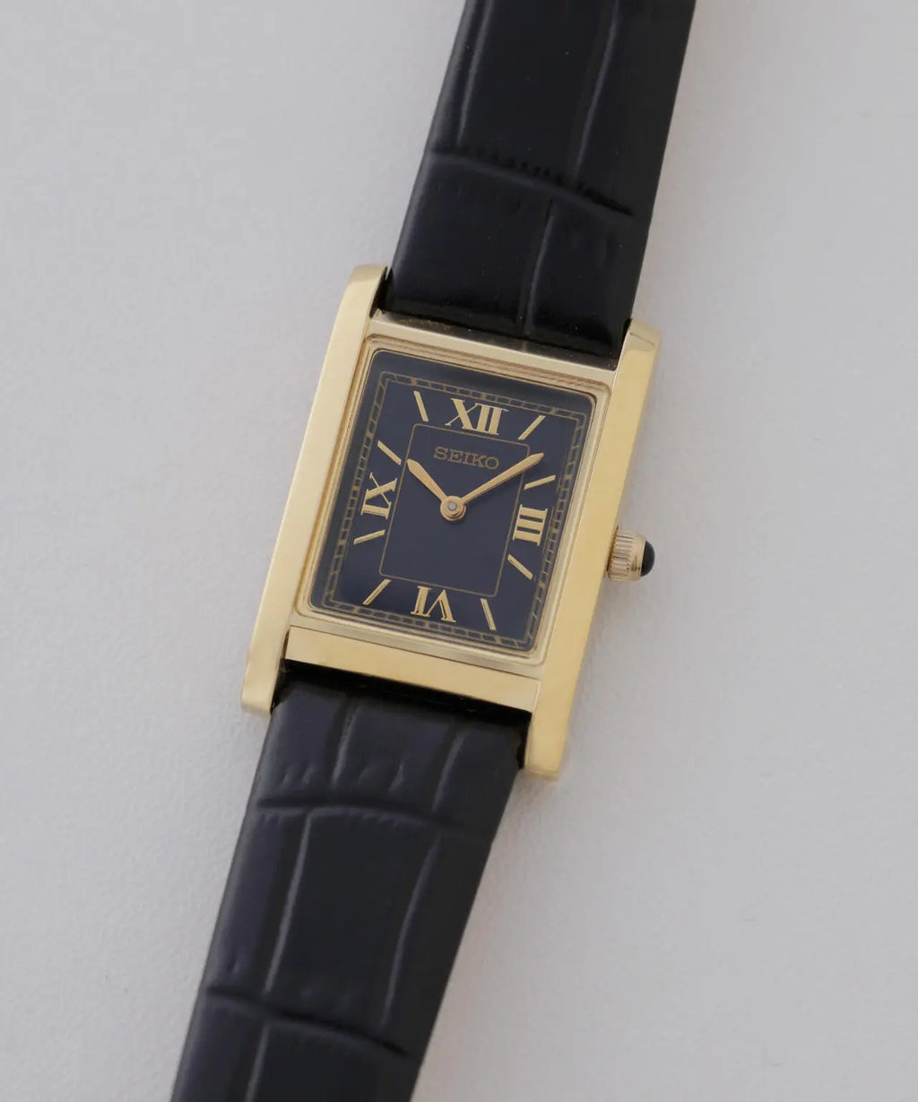 nano universe x Seiko Collaboration Solar Wristwatch Black Leather HFJ004P