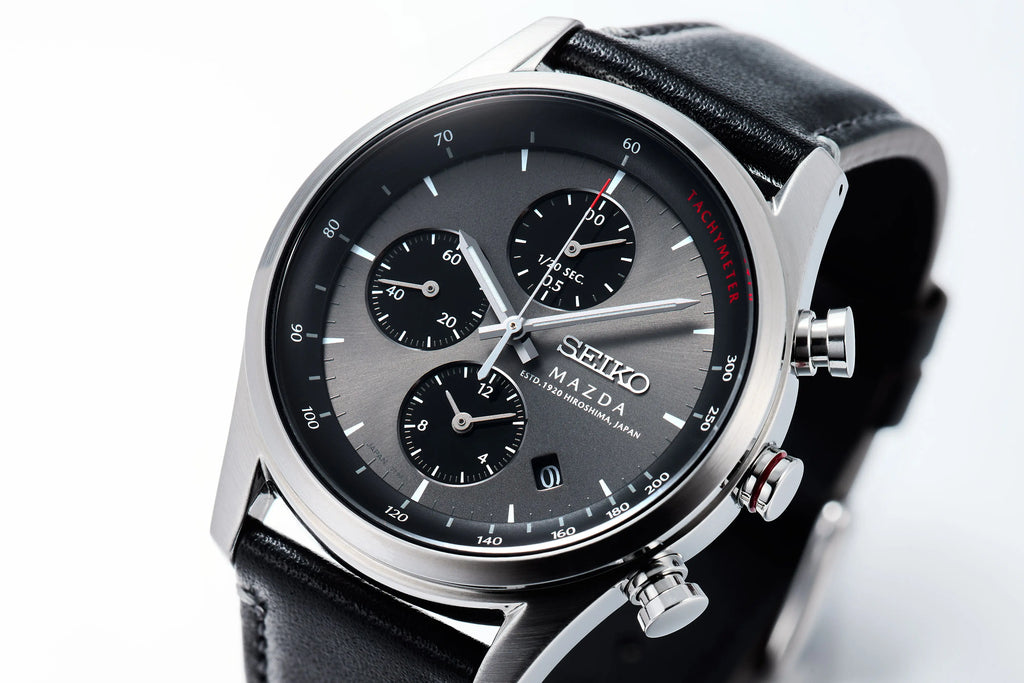 MAZDA x Seiko Chronograph Wristwatch BF9504 Grey Dial Curve Hardlex