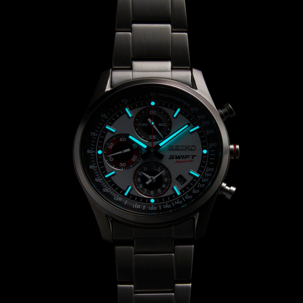 Suzuki Swift Sport x Seiko Chronograph Watch Premium Silver Limited Edition Japanese Wristwatch