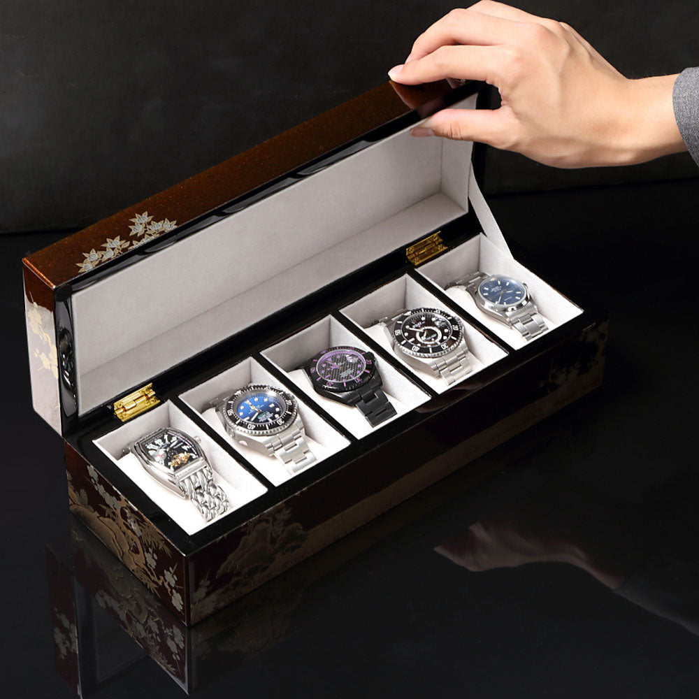 Aizu Lacquerware Luxury Watch Box for 5 Watches Made in Japan - The Japanese Factory