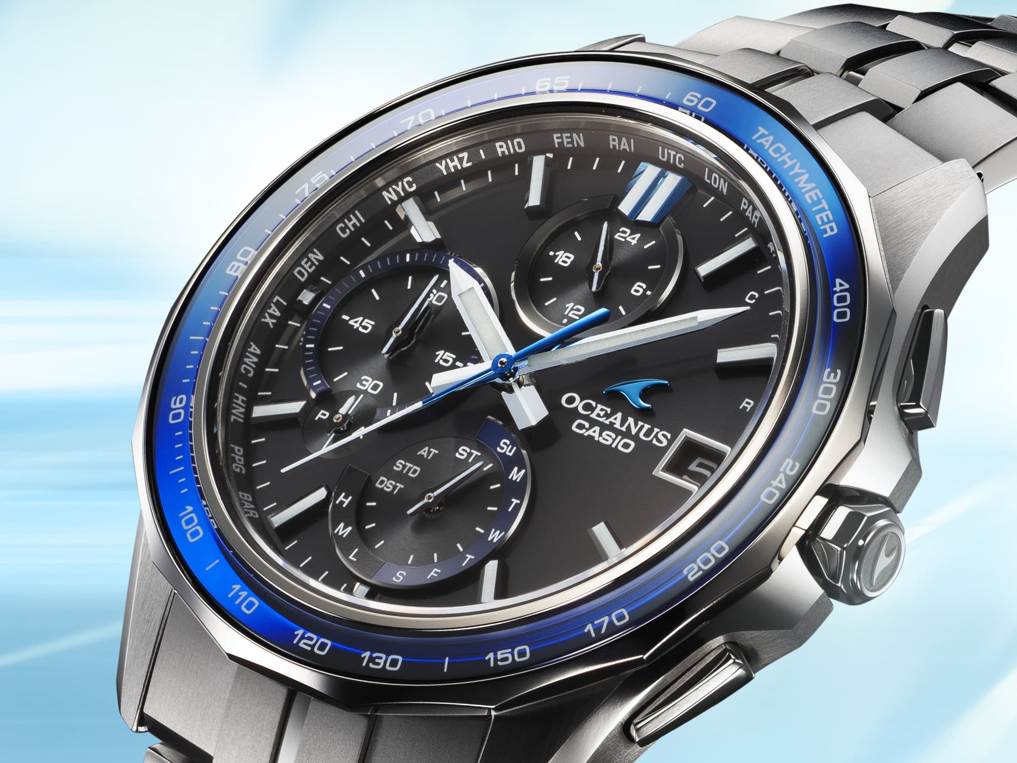 Casio OCEANUS Classic Line OCW-S7000-1AJF Chronograph Solar Radio Wave Bluetooth Men's Wristwatch - The Japanese Factory