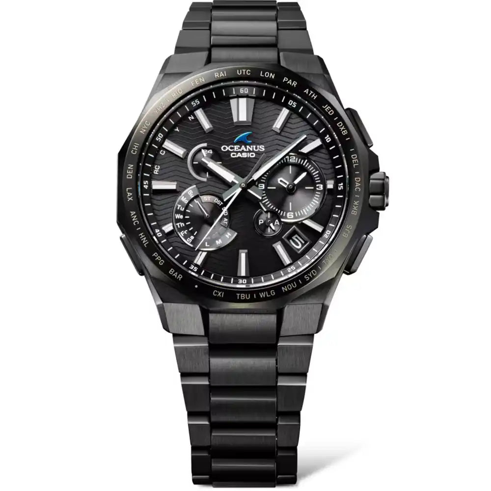 Casio OCEANUS Classic Line OCW-T6000B-1AJF Chronograph Solar Radio Wave Bluetooth Men's Wristwatch - The Japanese Factory