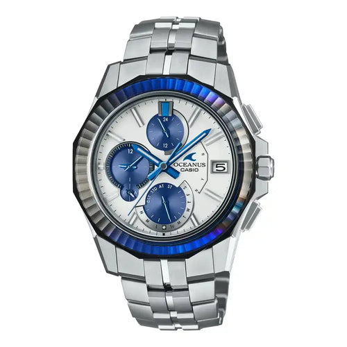 Casio OCEANUS Manta OCW-S6000PB-7AJR Platinum Blue Limited Edition Chronograph Solar Radio Wave Bluetooth Men's Wristwatch - The Japanese Factory