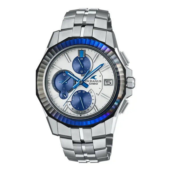 Casio OCEANUS Manta OCW-S6000PB-7AJR Platinum Blue Limited Edition Chronograph Solar Radio Wave Bluetooth Men's Wristwatch