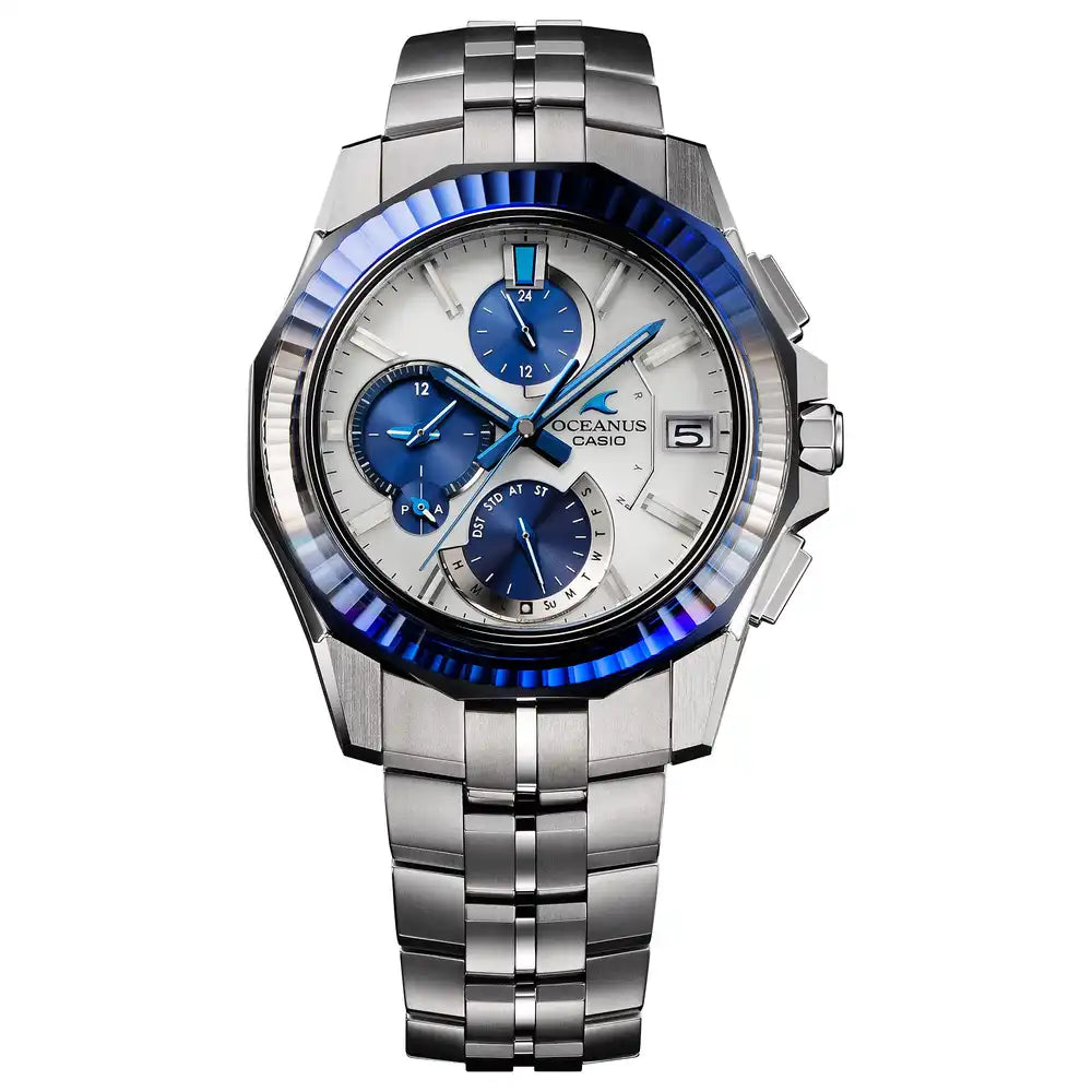 Casio OCEANUS Manta OCW-S6000PB-7AJR Platinum Blue Limited Edition Chronograph Solar Radio Wave Bluetooth Men's Wristwatch - The Japanese Factory