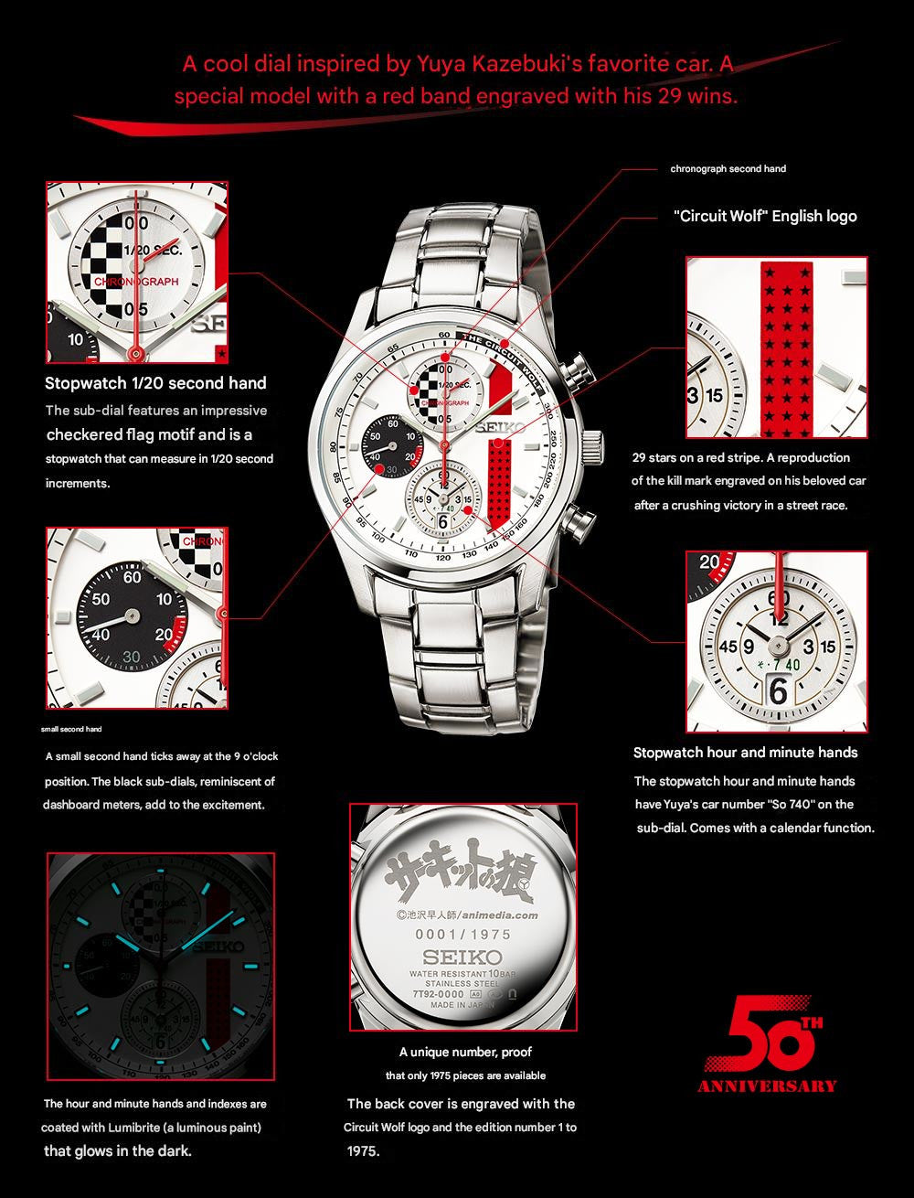 Circuit Wolf 50th Manga Series Anniversary x Seiko Collaboration Watch Limited Edition - The Japanese Factory