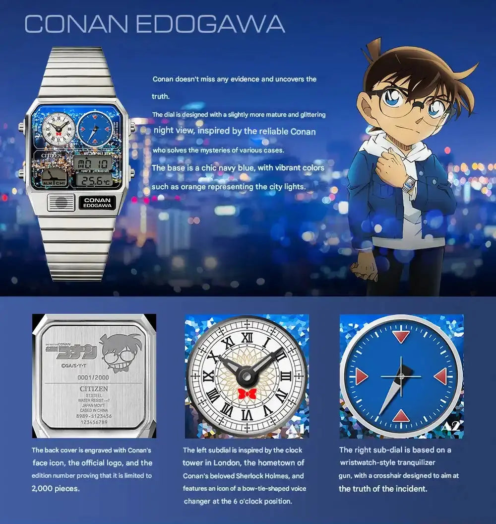 Detective Conan x Citizen Ana-Digi Temp Anime Collaboration