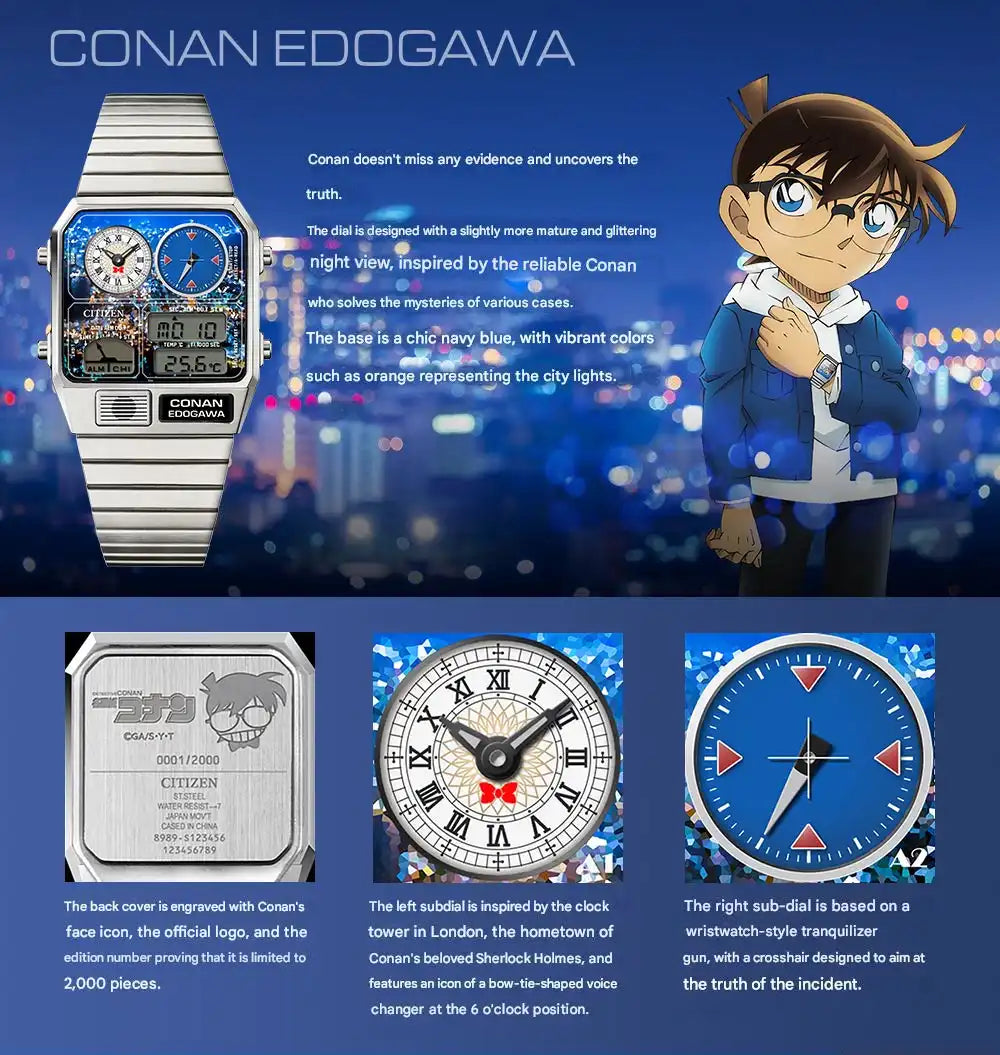 Detective Conan x Citizen Ana-Digi Temp Anime Collaboration Wristwatch Limited Edition - The Japanese Factory