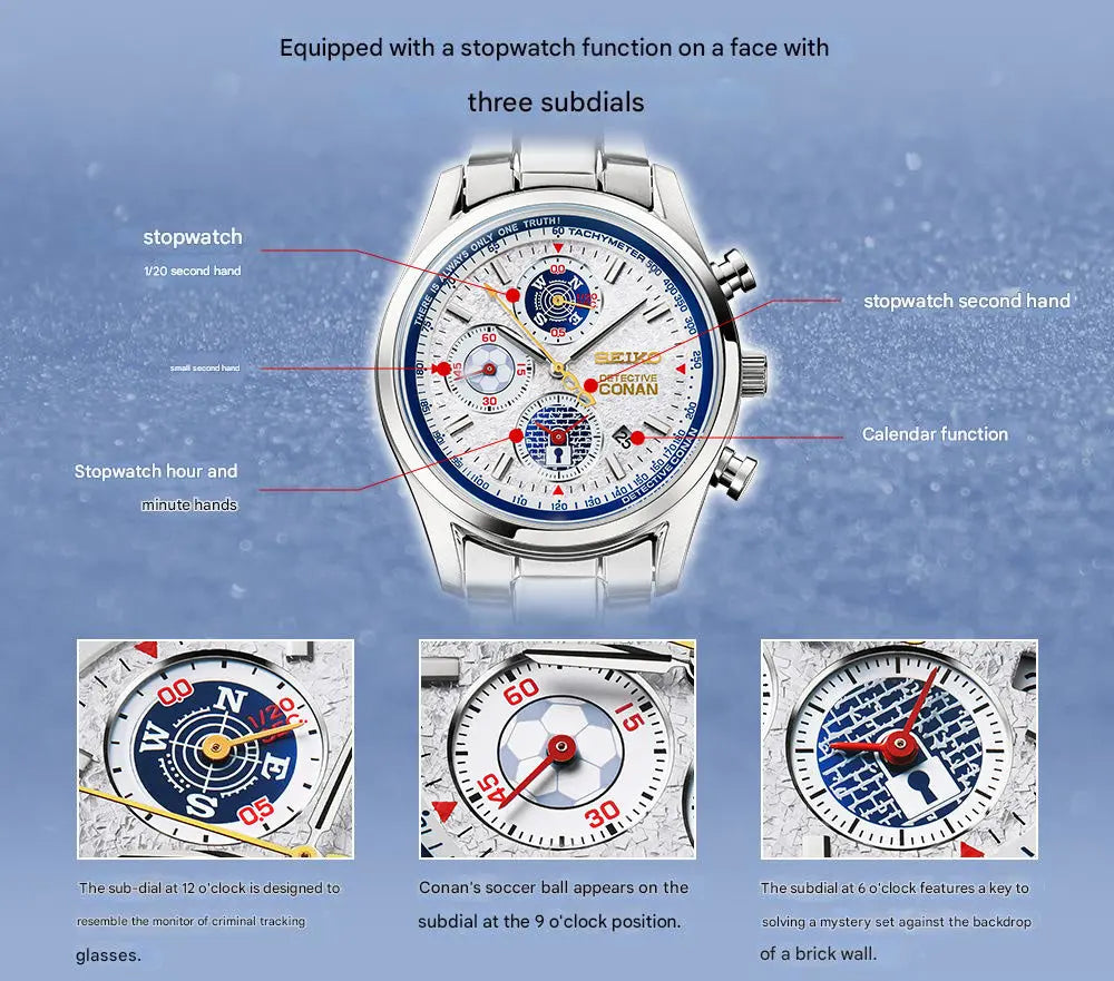 Detective Conan x SEIKO Chronograph Watch with Acrylic Display Stand Limited Edition - The Japanese Factory