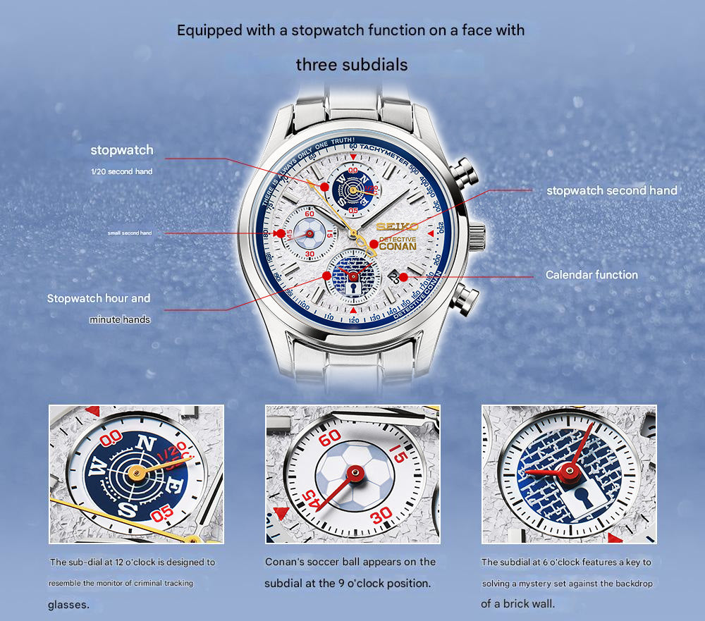 Detective Conan x SEIKO Chronograph Watch with Acrylic Display Stand Limited Edition - The Japanese Factory