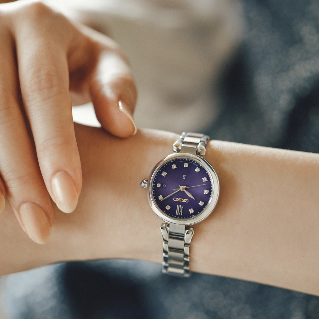 Seiko Lukia Grow HEE004J 145th Anniversary Edo Purple Lab Diamond Limited Edition Japanese Women's Wristwatch
