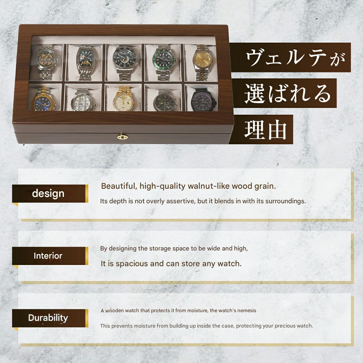 Handmade Wooden Watch Box for 10 Watches Made in Japan - The Japanese Factory