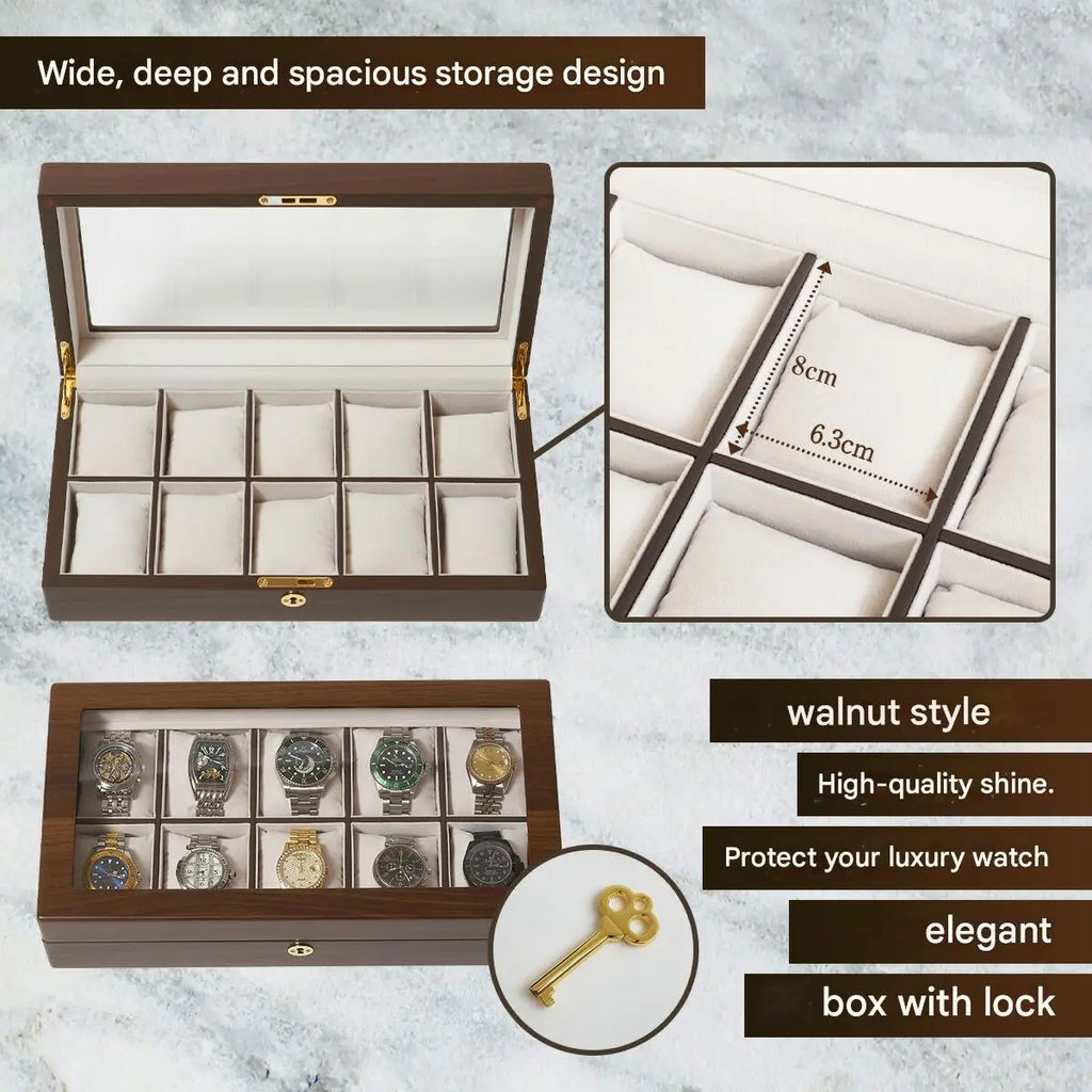 Handmade Wooden Watch Box for 10 Watches Made in Japan - The Japanese Factory