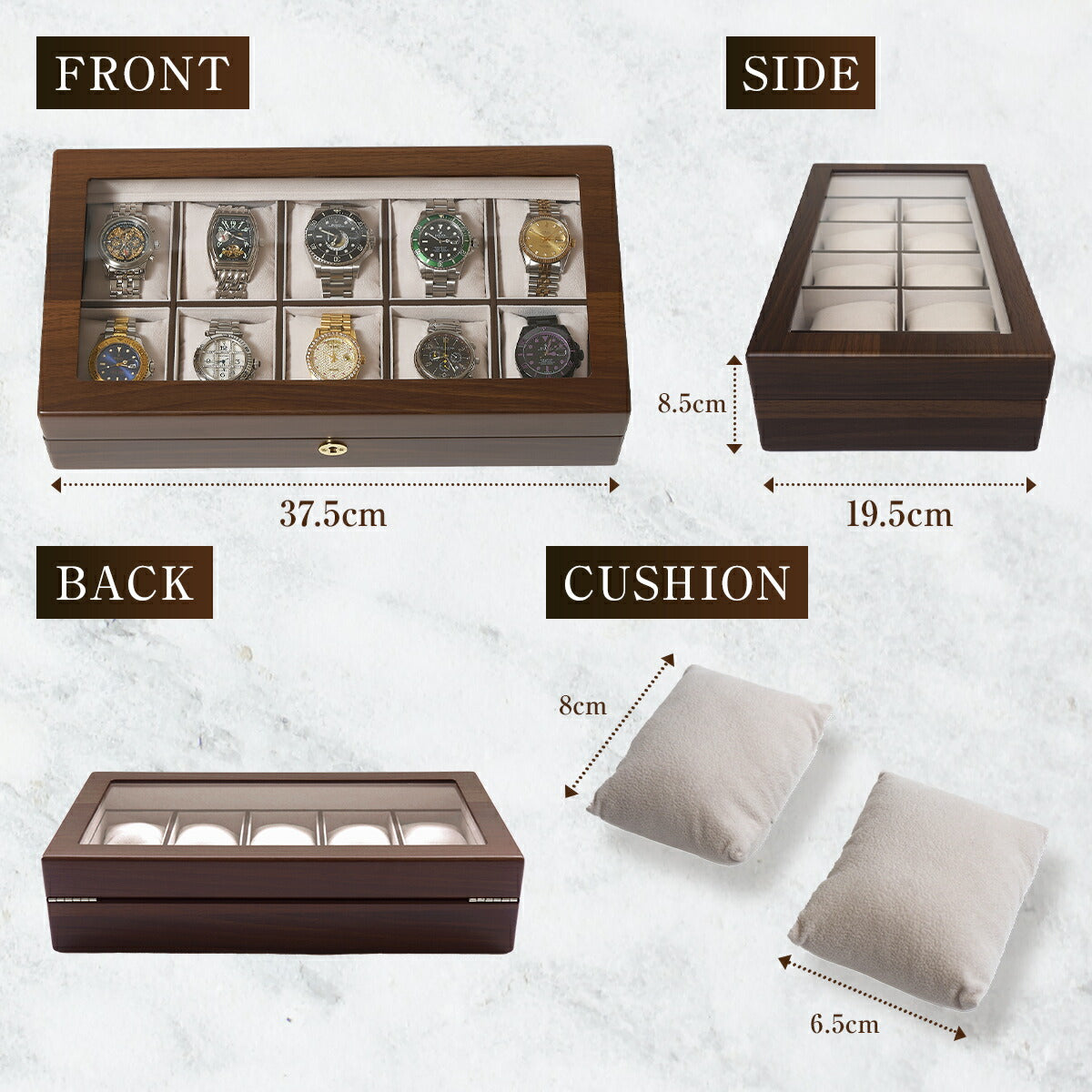 Handmade Wooden Watch Box for 10 Watches Made in Japan - The Japanese Factory