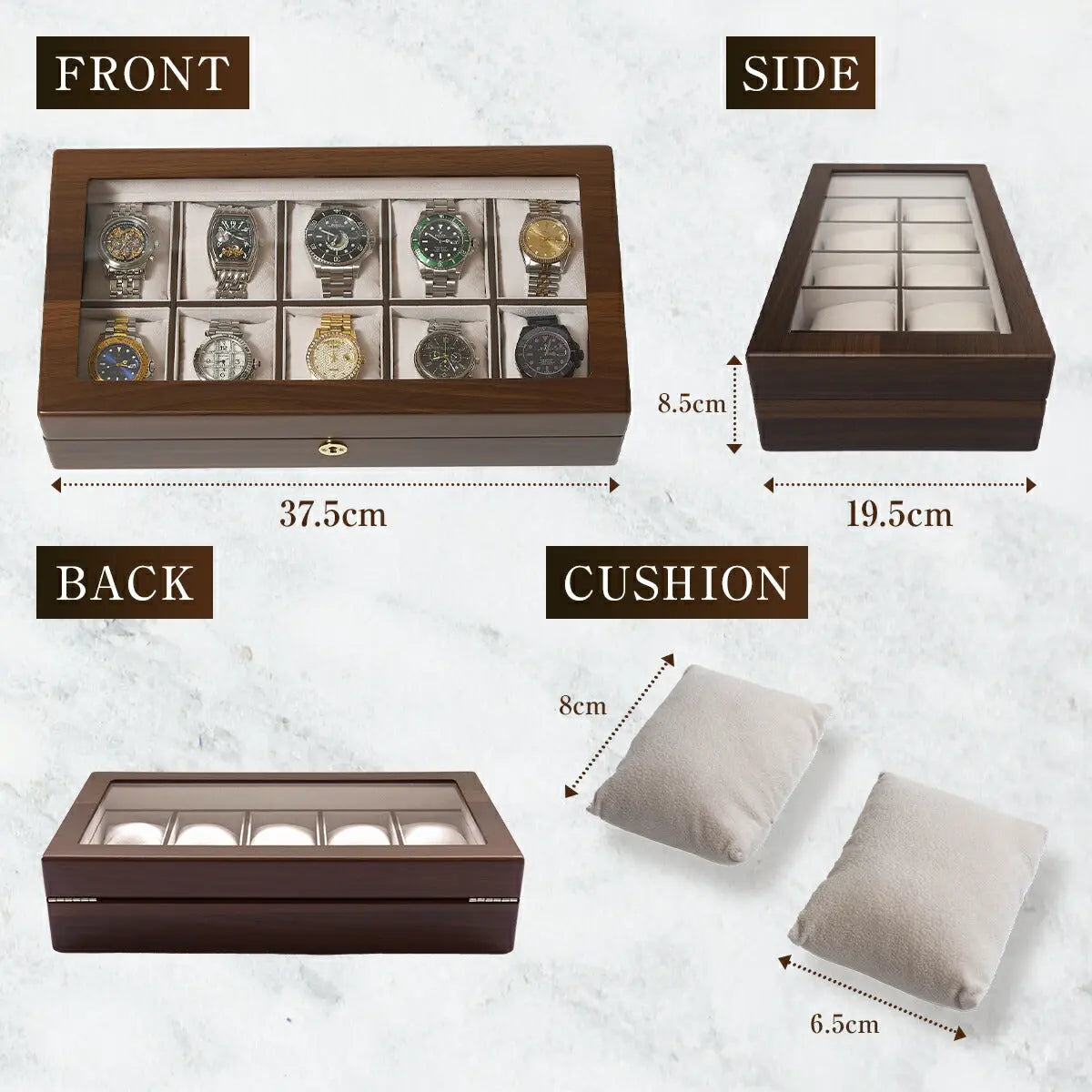 Handmade Wooden Watch Box for 10 Watches Made in Japan - The Japanese Factory