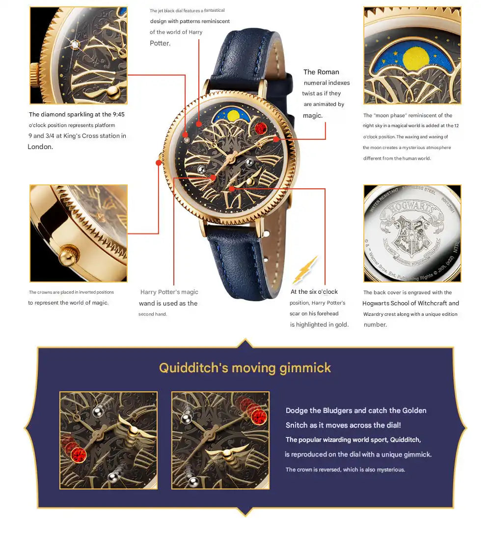 Harry Potter Official <Time of Hogwarts> Moon Phase Wristwatch Limited Edition - The Japanese Factory