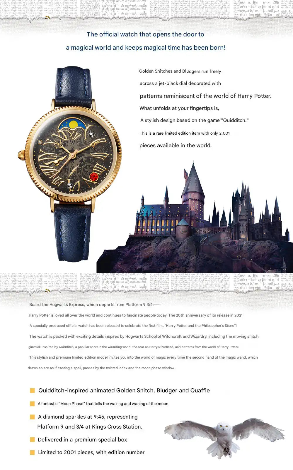 Harry Potter Official <Time of Hogwarts> Moon Phase Wristwatch Limited Edition - The Japanese Factory
