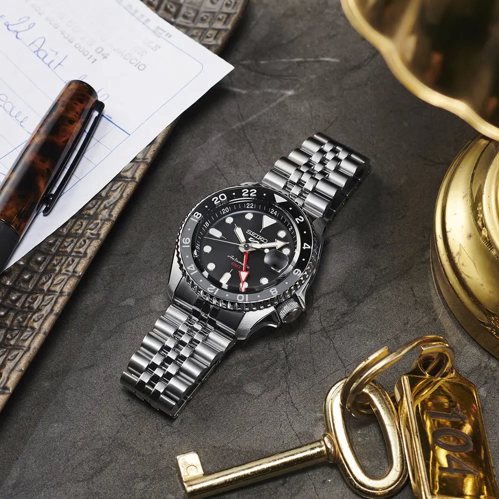 Seiko 5 Sports SKX Series GMT SBSC021 Automatic Black Dial Wristwatch