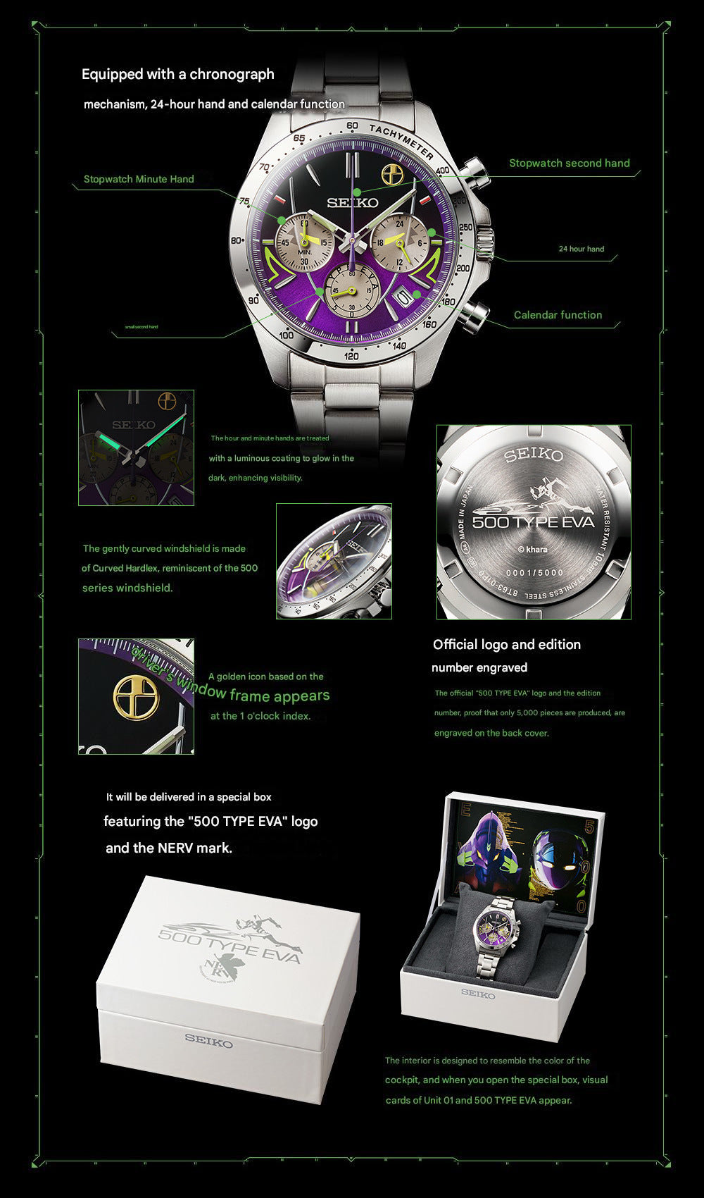 Seiko 500 TYPE EVA Neon Genesis Evangelion Shinkansen Watch Limited Edition - The Japanese Factory