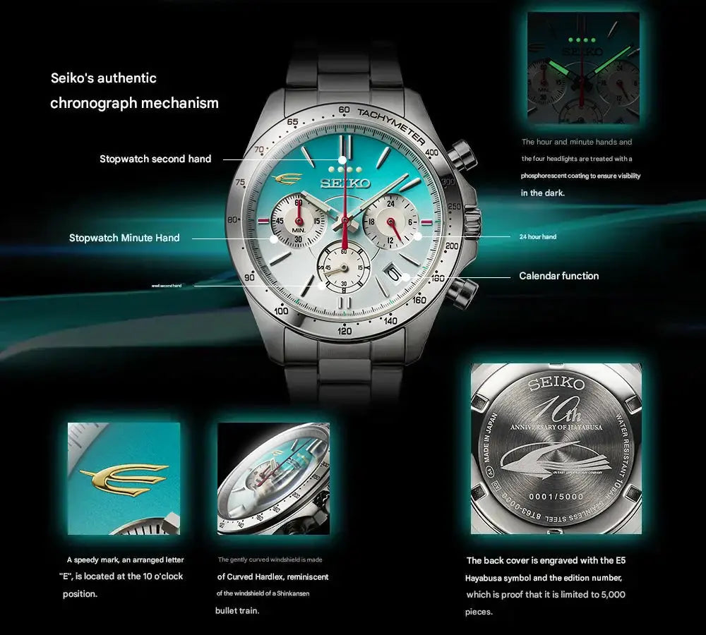 Seiko E5 Series Hayabusa Shinkansen 10th Anniversary Watch Limited Seiko E5 Series Hayabusa Shinkansen 10th Anniversary Watch Limited
