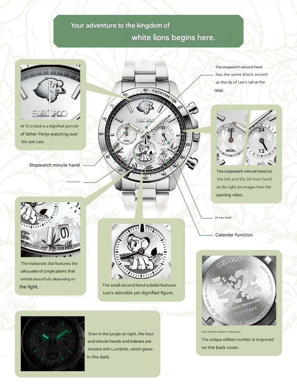 Seiko x Jungle Emperor Kimba the White Lion 60th Anniversary Anime Collaboration Watch Limited Edition - The Japanese Factory