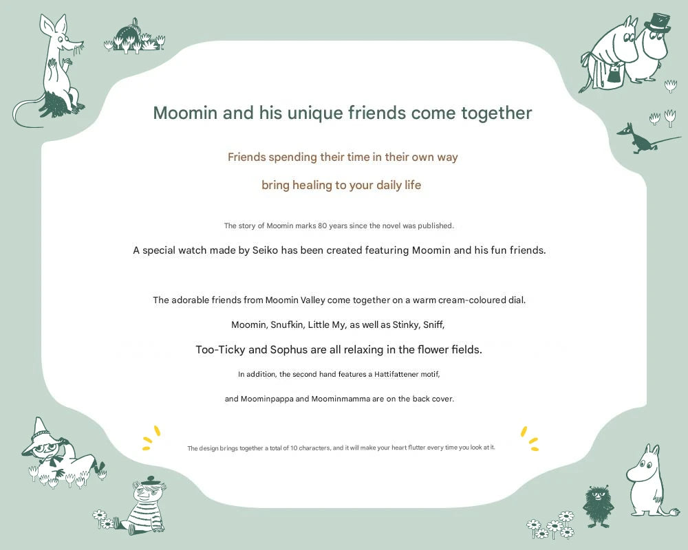 Seiko x Moomin and Friends Limited Edition Official Wristwatch - The Japanese Factory