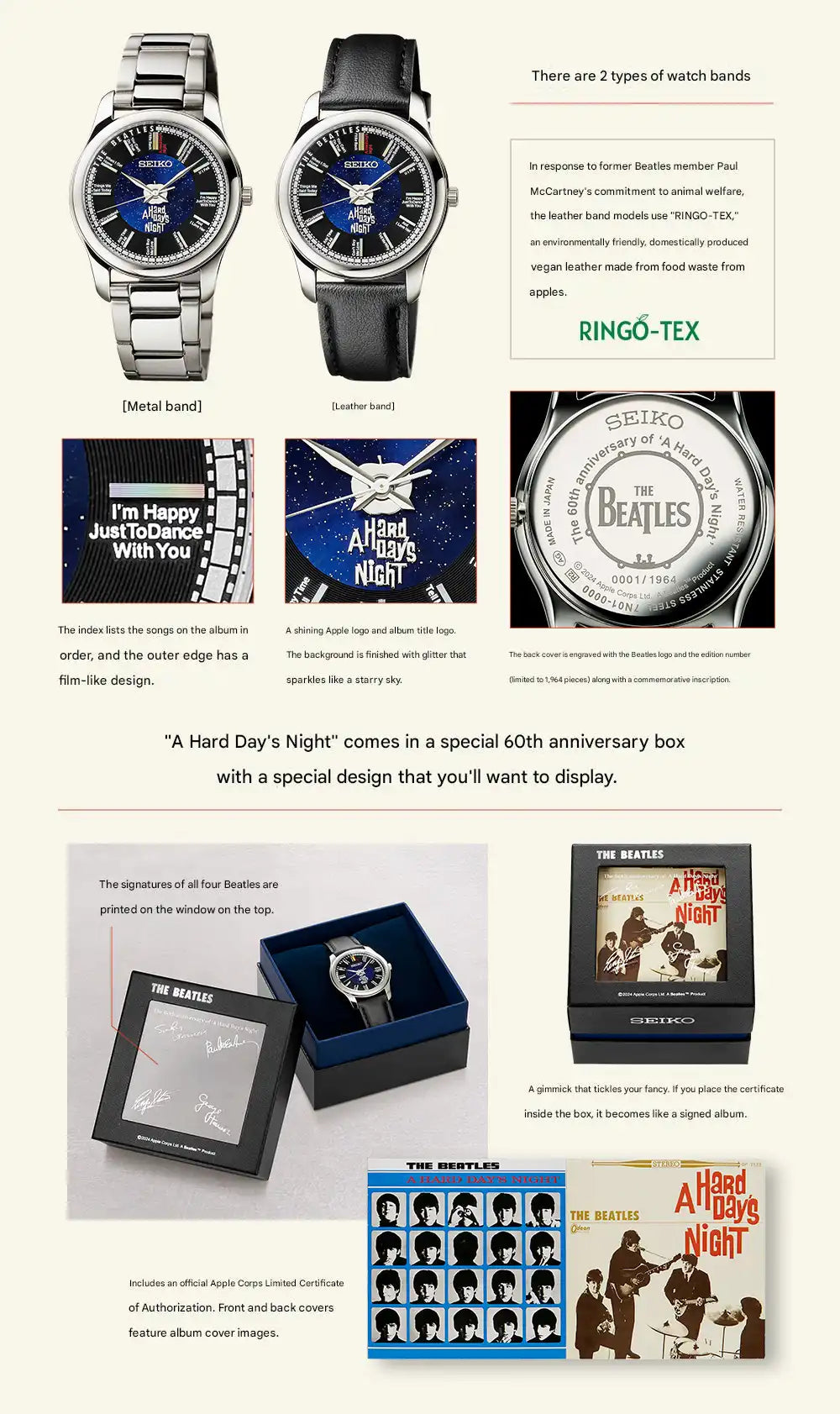 Seiko x The Beatles A Hard Day's Night 60th Anniversary Official Wristwatch Limited Edition - The Japanese Factory