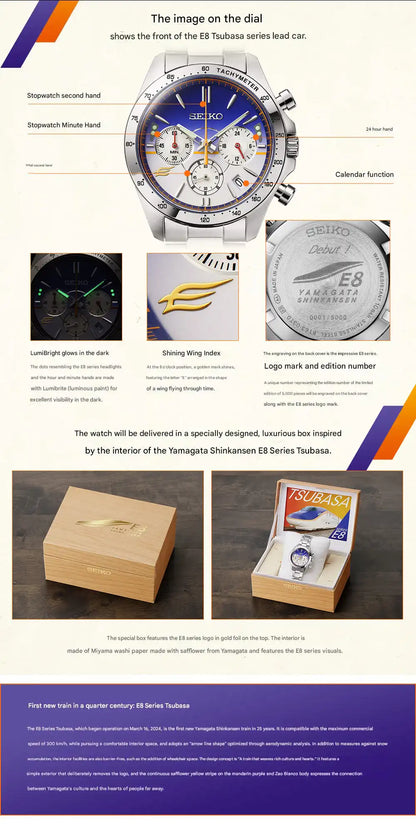 Seiko x Yamagata Shinkansen E8 Series Tsubasa Debut Commemorative Wristwatch Limited Edition - The Japanese Factory