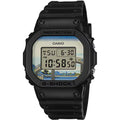 Black Casio G-Shock digital watch on a white background