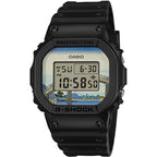 Black Casio G-Shock digital watch on a white background