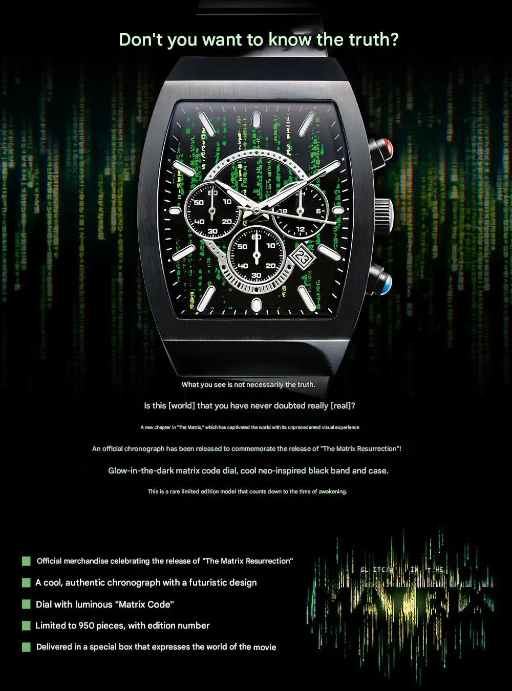 The Matrix Resurrections Awakening Chronograph Limited Edition Watch - The Japanese Factory