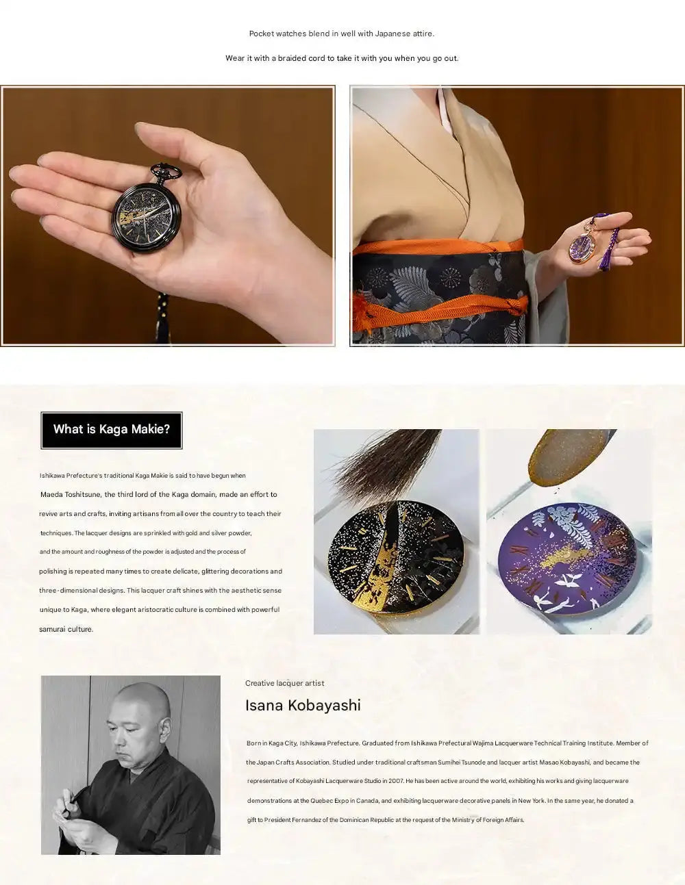 Touken Ranbu -ONLINE- Kanazawa Kaga Makie Traditional Japanese Lacquerware Pocket Watch Premico