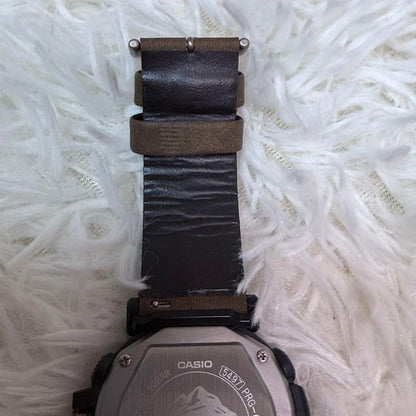 Used Casio Pro Trek PRG-600YL-5 watch with new strap